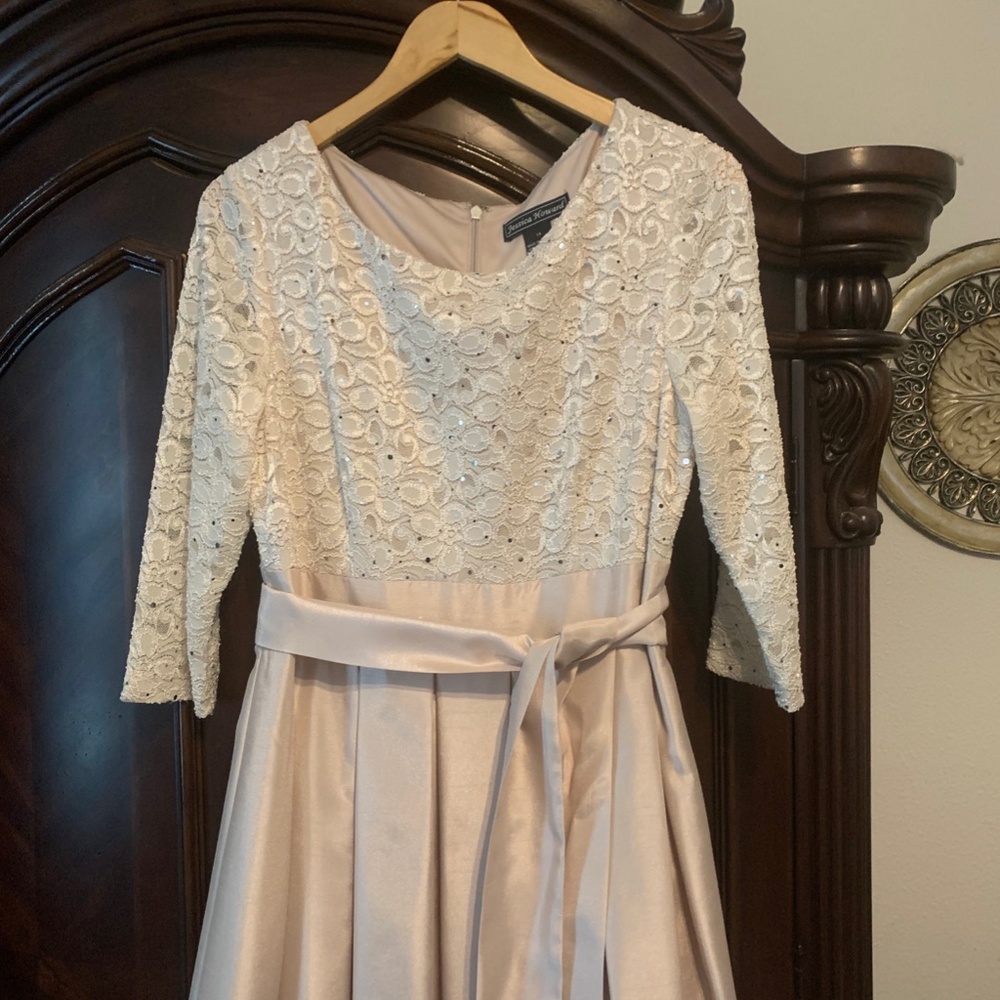 Jessica Howard Ivory Lace and Blush Satin Prom Dress